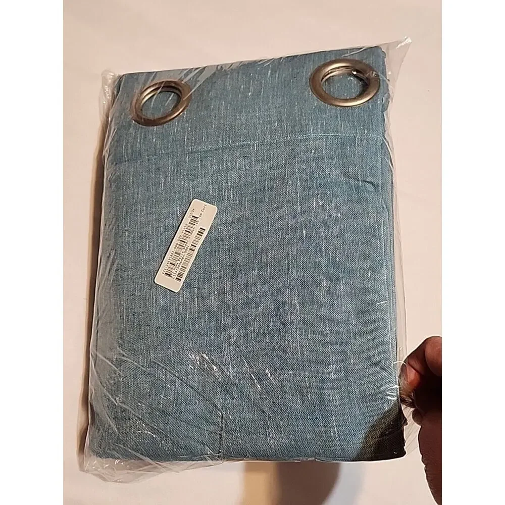ATI Home Bella Sheer Grommet Curtain Blue 2 Panels Length 96